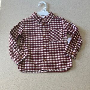 Checkered Button-Down NWT Shirt - Maroon and White - Kids Size 24 Month
